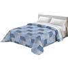 Tata Home Copriletto trapuntino primaverile estivo letto Piazza e Mezza 220x260 cm Trapunta Leggera e Traspirante Disegno Quadri Geometrici Made in Italy Mod. Cubic Blu Azzurro
