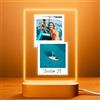 Cristal Plaque Lampada con Foto Stile Polaroid per Coppia - Lampada Coppia in Metacrilato con 2 Immagini e Testo - Lampade Personalizzate con Foto USB Idea Regalo