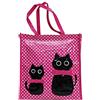 Or&My Shopper Borsa Donna in Plastica Busta Spesa Casual Universale Fantasia Gattini (Fuxia, Completo (Piccola+Media))