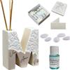 Regalami.shop bomboniera profumatore in marmo di Carrara completo di scatola, confetti, essenza, nastro e bigliettino (lettera m)
