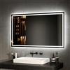 EMKE Specchio Bagno con Luce 100x60 cm con Interruttore a Pulsante, Antiappannamento, Specchio Bagno LED,Luce Bianca Fredda/Calda,Specchio da bagno