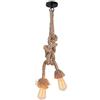 Chao Zan Lampada a sospensione retro vintage in corda di canapa AC220V E27 per soggiorno bar luoghi pubblici, come decorazione rustica(5m(250cm + 250cm) Doppia presa) (senza lampadina)