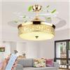 ATEEZ Crystal Lampada Ventilatore da Soffitto e Telecomando Pale a Scomparsa Silenzioso Ventola Soffitto con Luce 6 Velocità Motore Dc Reversibile 3 Colore Moderna Plafoniera con Ventilatore-Golden||107CM