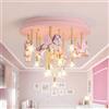 SAIVITT Plafoniera LED camere per bambini unicorno rosa dimmerabile 3-colori Lampada a sospensione Decorazione a stella creativa Camera da Ragazza Illuminazione a soffitto cartone animato principessa 40*40cm