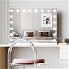 Moziel Specchio Trucco LED 80x60cm - Luci Hollywood 18 LED, Bluetooth, 3 Colori Regolabili - Montaggio Parete/Tavolo - Ideale per Makeup Professionale