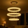 MAKA change your life quality MAKA Lampadario Moderno a Sospensione 3 Anelli 55W in Vetro Cristallo, Lampadario Soggiorno Cerchi LED, Design Moderno Dimmerabile Tre Colori