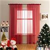 GYROHOME Tenda di base in voile trasparente, con tasca per canna, filtrante per la luce del sole, trasparente, per camera da letto, patio, set di 2 pannelli, rosso, 107 x 229 cm
