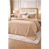 Generico Copriletto Trapuntato Coste Velour in Velluto a Costine, Coperta Letto Matrimoniale Elegante e Morbida, Copriletto Moderno Tinta Unita per Camera da Letto - Design Made in Italy (Tortora)