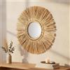 Levandeo Specchio in Seegras Ø 55cm, Specchio da Parete Rotondo, Specchio per Corridoio, Decorazione da Parete, Stile Boho, Bohostyle, Bohochic, Naturale