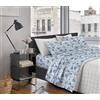 IlGruppone Passione Casa Completo Letto Lenzuola Matrimoniale,100% Cotone, Set letto, Lenzuolo Sopra, Sotto e Federe 2 Piazze - Fiorellini blu (Valenciablu)