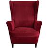 ABZDUNG Copripoltrona 1 posto con orecchie elasticizzato 2 pezzi copripoltrona velluto Fodere per poltrone a orecchioni Coprisedile per poltrona(Vino Rosso)