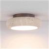 Generico Plafoniera Soffitto in Pietra Naturale Travertino, Stile Giapponese Vintage LED 18W, Lampada da Soffitto Moderna per Camera da Letto Cucina Ingresso Bagno(Walnut)