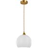 MQDLJSE Lampada a Sospensione a Sfera in Vetro Striato da 7,8 con Finitura in Ottone, Lampada a Sospensione a soffitto retrò E26 Loft Bar Globe Illuminazione Interna per Camera da Letto S