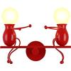 YOXANG Applique Soggiorno Moderno Camera da Letto Creativo Bambola Parete Sconces Illuminazione Metallo Capezzale Decorazione Lampade da Parete 2 × E27 (Rosso)