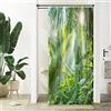 Xiaoterna Tenda da doccia primaverile, foresta pluviale tropicale, lussureggiante fogliame verde nella giungla, tenda da bagno impermeabile, lavabile in lavatrice, tessuto impermeabile, 90 x 180 cm