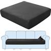 SHUOJIA Fodere per Cuscini per Divani, Protezioni per Cuscini per Sedili in Tessuto di Velluto Elasticizzato,Cuscino per Divano Fodera per mobili Coprisedile per Divano (Black,Large-4-Seater)