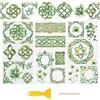 WANDIC 3 fogli di adesivi per mobili, adesivi 3D UV DTF da sfregare sul trasferimento con nodo celtico verde motivi di bordo decalcomanie impermeabili per ordito di tazze, decorazione per quaderni, 15