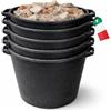 MOHOME Mastello Multiuso PVC Secchio Nero Made in Italy Cassa Macerie Malta Calcinacci Tinozza per Edilizia Set da 5 Capacità 45 Litri Impilabile Doppio Manico Resistente Cantiere Giardino Casa