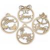 Generico Set 4 Palline di Natale in Legno Personalizzate con Nome Idea Regalo Buone Feste Buon Natale Addobbi Natalizi Festività Ghirlande Decorazioni Natalizie Casa Albero Presepe Cuore Stella Quattro Palline