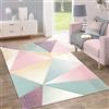 Paco Home Tappeto Pelo Corto Moderno Alla Moda Pastello Design Geometrico Multicolore, Dimensione:60x100 cm