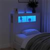 IKAYAA Testiera Letto Matrimoniale con LED Testiera Letto Matrimoniale Legno 100 cm Testiera con Contenitore Testiera Letto con Scomparti -Bianco-100 x 103.5 cm