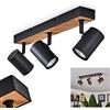 hofstein lampada a soffitto Javel, lampada a soffitto moderna in metallo/MDF in nero/marrone/look legno, lampada moderna con faretti regolabili, 3 luci, 3 x GU10, senza lampadina/e