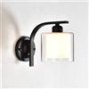 Siet applique da parete in vetro applique in metallo nero moderna lampada da parete, soggiorno nordico arredamento apparecchio di illuminazione lampade da parete comodino camera da letto, luci testata E27
