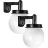 yeeplant 2 pezzi 3.9 In luci solari da parete, lanterne da patio design globo, accensione e spegnimento automatico, luce calda esterna e lampade in plastica bianca