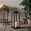 Lights4fun, Inc. Lanterna senza fiamma a LED a trapezio in metallo nero medio da 17,5 pollici