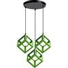 iDEGU 3 Luci Lampadario a sospensione moderno a Forma di Cubo Stile Geometrico E27 Lampada da Soffitto Vintage in Metallo per camera, soggiorno, sala da pranzo - 16cm (Verde, 30CM Base)