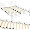 tectake® Struttura Letto in Metallo con Rete a Doghe in Legno di Pioppo Inclusa, Design Moderno, Struttura Robusta, Ideale per Arredamento Camera da Letto, 200x140 cm - Bianco
