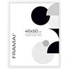 FRAMAI® Cornice portafoto 40x50 Bianco MDF, con telaio ecologico, plexiglass anti-rottura, gancio e supporto