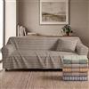NARCISO Copriletto Singolo Cotone Kerala, Telo Copridivano 2 Posti (170x250cm) Gran Foulard per Divano Copritutto per Divano con Motivo a Righe, Teli Copridivano Grandi Cotone (Grigio)