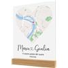 Woopers Targa Mappa Personalizzata San Valentino, Anniversario con Luogo del Cuore e Dedica. Regalo Romantico Fidanzati