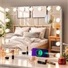MAMIZO Specchio da trucco con luci, Specchio Hollywood 58x46 cm,15 LED, 3 colori di luce, Luminosità regolabile, Specchio cosmetico con luce, Da Parete o Da Tavolo, Bianco