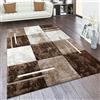Paco Home Tappeto Salotto Pelo Corto Effetto 3D Vintage Contorni Rifilati Motivo Moderno, Dimensione:60x110 cm, Colore:Marrone Beige