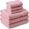 NARCISO Set Asciugamani Bagno Viso e Bidet 6 Pezzi (3 Viso 50x100cm e 3 Bidet 40x60cm) Ogni Asciugamano è Realizzato in Spugna di Cotone Alta Assorbenza, Morbido e Resistente all'Usura (Rosa Chiaro)