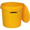 BenBow Secchio con coperchio, 30 l, giallo, 3 x 30 litri - Alimentare stabile ermetico a prova di perdite neutro inodore contenitore in plastica con manico in metallo vuoto - per uso domestico