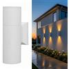 Planetitaly Applique Cilindro da Esterno IP65 Doppio Fascio LED 10W GU10 RGB UP e DOWN Lampada Muro, Luce Facciata, Balcone, Terrazzo, Alimentazione 230V (Bianco)