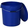 BenBow Secchio con coperchio, 30 l, blu, 3 x 30 litri - Alimentare stabile ermetico a prova di perdite neutro inodore contenitore in plastica con manico in metallo vuoto - per uso domestico