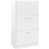 IlGruppone Scarpiera in Legno con Ante A Ribalta Armadio Salvaspazio Disponibile 3/4 Ante Vari Colori PortaScarpe Alto Stretto Ingresso Corridoio Scarpiere - Bianco - 3 Ante