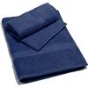 Caleffi - Minorca in Spugna 100% Morbido Cotone Idrofilo 450gsm, Lavabile in Lavatrice 40° + Asciugatrice, Coppia (55x105 cm + Ospite 40X60 cm) Colore INDIGO