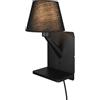 meineWunschleuchte Lampada da parete con spina, interruttore e funzione di ricarica, colore nero, altezza 31 cm