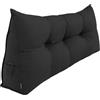 POKAR Cuscino Schienale Divano 120x50x20 cm | Cuscino da Lettura per Divano e Letto con Appoggio Schiena Grande | Cuscino a Cuneo Triangolare con Tasche Laterali | Certificato Oeko Tex 100 | Nero
