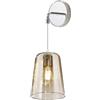 Top Light Applique Contemporanea Con Cavo Shaded Metallo Cromo Vetro Ambra 1 Luce E27