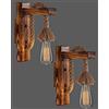 ZWPNA Applique Shabby Chic da Parete Legno, Applique da Parete Interno Vintage, Aplique Industrial Design Retro, Lampada-rio da Parete Rustico, Led a Muro E27, Luce Parete Camera da Letto (2 Pezzi, Marrone)