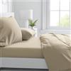 Corredocasa - Completo Lenzuola in Microfibra, Set Letto con Lenzuolo sotto, Lenzuolo sopra e Federe in Tinta Unita (Matrimoniale Beige)