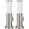 ledscom.de 2x PORU luce di bitta con presa per esterni, acciaio inox, rotonda, 38,5 cm, incl. lampadina E27, 471lm, bianco extra-caldo
