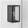 maolo Applique da Parete Atrium E27 in Alluminio e Vetro Stile Rustico IP44 per Esterni Sale Soggiorno Cucina Camera (Nero)