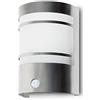 Kwazar Leuchte Kwazar Luminaire - Lampada da esterno con sensore di movimento e crepuscolare - Applique - per uso esterno e interno, 230V, E27, 60 W max., IP44, MEGAN1, Argento
